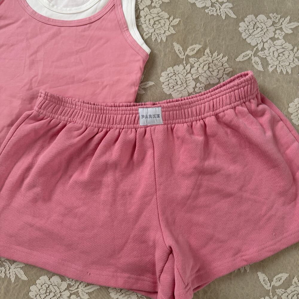 PARKE Pink Layered Tank + Sweatshorts Set M/L - Picture 2 of 4